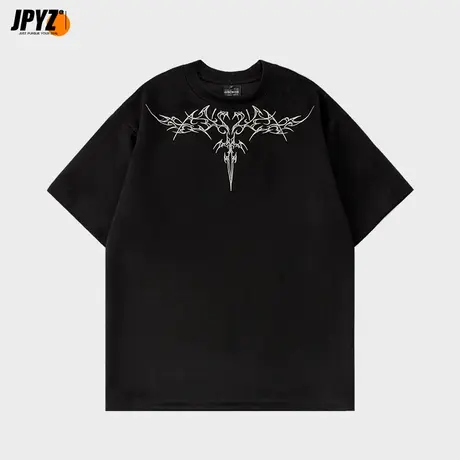 男生潮牌t恤纯棉圆领透气夏季薄款刺绣重磅国潮宽松休闲内搭上衣图片