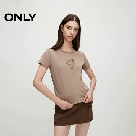 ONLY奥莱夏季时尚休闲字母印花圆领正肩合体T恤女商品大图