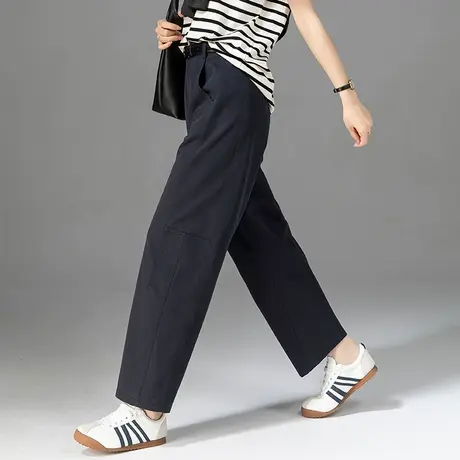 藏蓝色裤子女春秋休闲裤2025新款小个子九分哈伦裤宽松弯刀镰刀裤商品大图