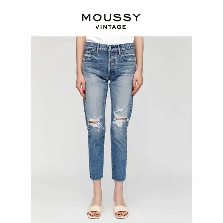 MOUSSY VINTAGE 春季高腰复古水洗破洞锥形牛仔裤女540FSC11-1030商品大图
