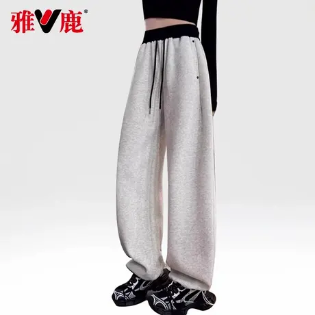 雅鹿女士休闲卫裤春夏显瘦宽松运动长裤纯棉中腰束脚新款阔腿裤女商品大图