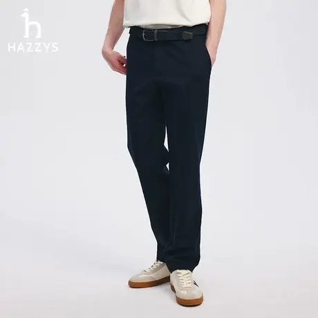 Hazzys哈吉斯男装秋季纯色长裤经典锥形裤梭织休闲裤时尚舒适裤子图片