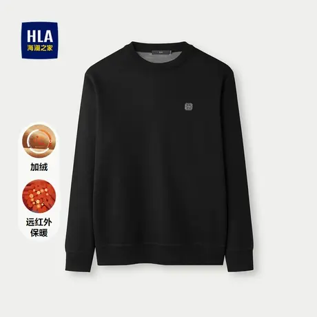 HLA/海澜之家保暖针织衫秋冬长袖圆领加绒微弹加厚远红外上衣男图片