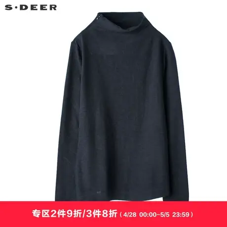 sdeer圣迪奥女装2018秋装高领拉链长袖透气针织短款外套S18182214图片