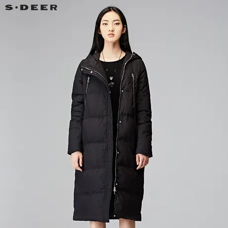 【预售】sdeer圣迪奥2018冬连帽直筒长款加厚羽绒服女S17462437图片