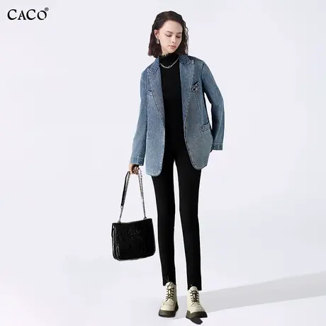 西装牛仔外套女中长款2025年春新款高级感休闲oversize宽松慵懒风图片