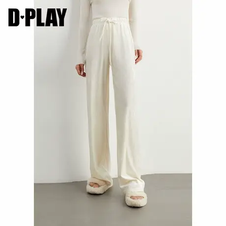 DPLAY【惠品】冬季百搭白色休闲长裤宽松高腰直筒垂感裤子女商品大图
