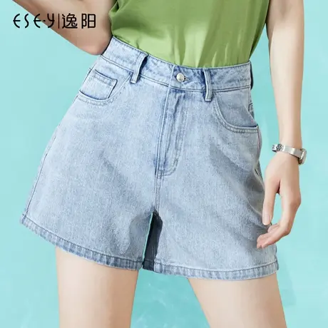 逸阳牛仔短裤女高腰显瘦宽松2025夏季新款a字简约韩版三分热裤薄商品大图