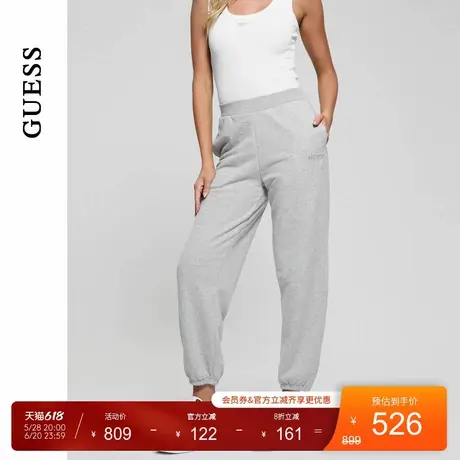 GUESS25年新款春季女士镶钻百搭运动休闲束脚长裤-V5RB08KCLJ0商品大图
