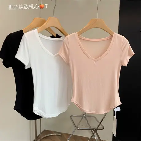 舞蹈服女夏修身V领短袖透气练功服形体古典民族舞教师训练演出服商品大图