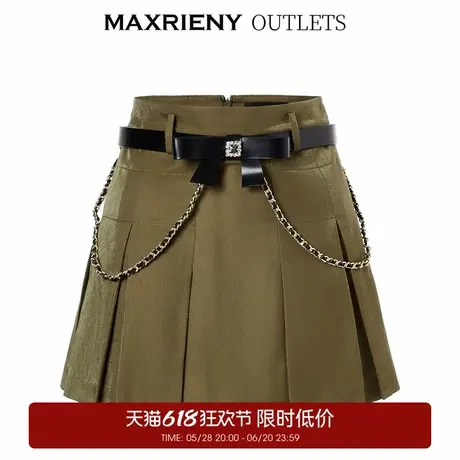 【奥莱】MAXRIENY学院风A字百褶半身裙夏款高腰裙子商品大图
