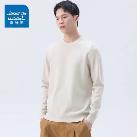 KZ真维斯春秋季绵羊毛打底衫男士纯色内搭圆领保暖套头针织上衣男图片