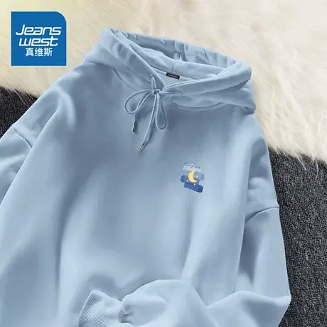 HG真维斯连帽卫衣女2025新款秋季宽松套头上衣女士多巴胺穿搭外套商品大图