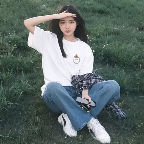 oversize大码短袖T恤女宽松ins潮牌绝美独特chic多巴胺洋气上衣bf商品大图