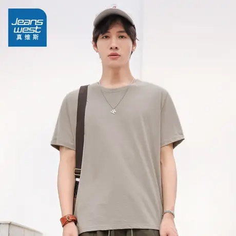 LY真维斯男装夏季圆领短袖上衣青年纯棉休闲宽松薄款T恤男款体恤商品大图