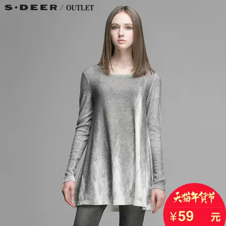 s.deer圣迪奥女宽松休闲水墨晕染针织衫S14480222图片