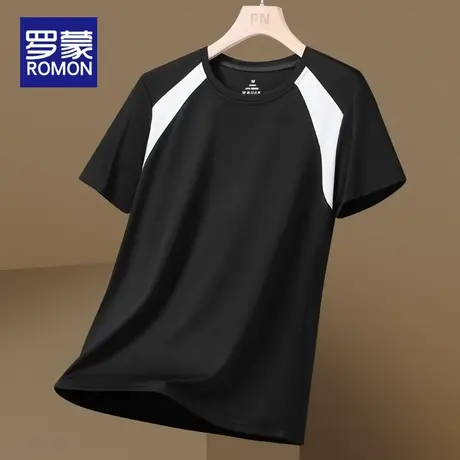 罗蒙男士短袖T恤夏季薄款宽松圆领2025新款潮流时尚半袖上衣男款商品大图