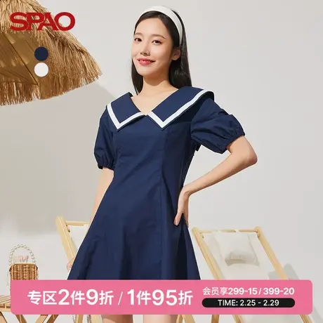 SPAO女士连衣裙夏季新款海军风V领连衣裙SPOWC24P52图片