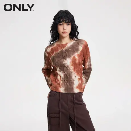 ONLY奥莱夏季时尚设计感晕染破洞圆领针织衫女图片
