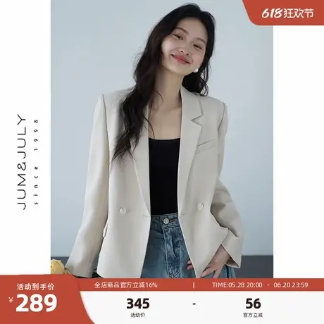 嘉茱莉通勤休闲西装外套女2025新款小个子短款西服上衣垫肩西装商品大图