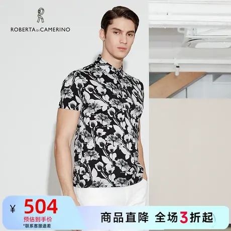 [桑蚕丝]ROBERTA诺贝达男装男士短袖衬衫夏季新款时尚休闲衬衣男商品大图