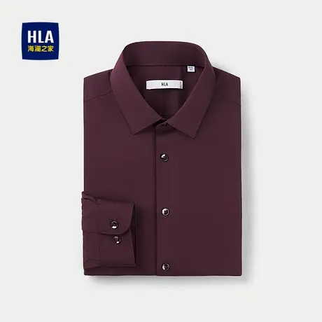 HLA/海澜之家修身长袖正装衬衫25秋新舒微弹尖领婚庆新郎红衬衣男图片