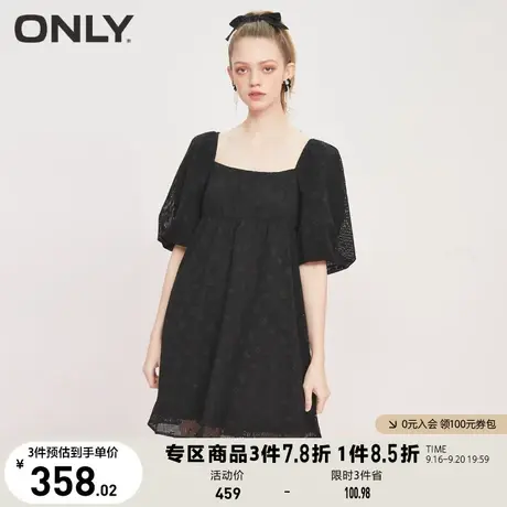 ONLY奥莱夏季潮流高腰方领泡泡袖短款连衣裙女图片