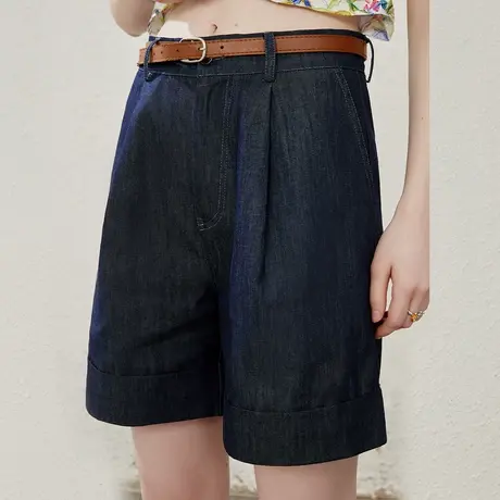 a02丹宁色复古薄款宽松五分阔腿裤夏季高腰百搭女式休闲裤商品大图