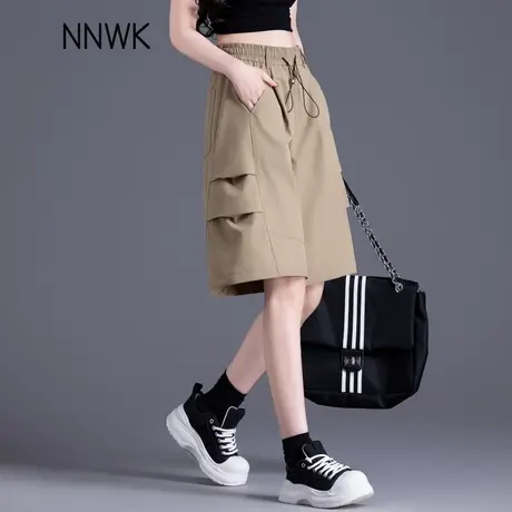 美式速干工装短裤女薄款2025新款宽松运动五分裤休闲a字阔腿中裤商品大图