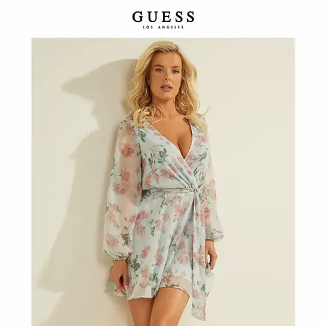 GUESS女士V领复古园艺风印花长袖连体裤-W1YK61RDWT0商品大图