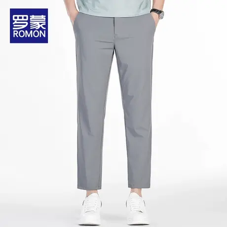 罗蒙男士休闲裤夏薄款冰丝男裤2025新款弹力百搭直筒九分裤子男款图片