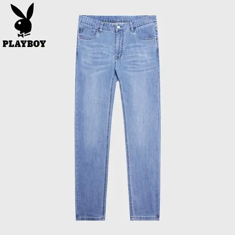 【精梳棉】花花公子官方正品蓝色牛仔裤男款宽松长裤男裤休闲裤子图片