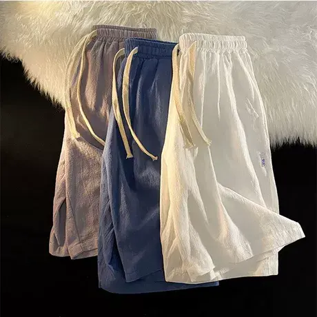 高端棉麻短裤男款夏季麻料大裤衩男士休闲中裤宽松外穿五分亚麻裤图片