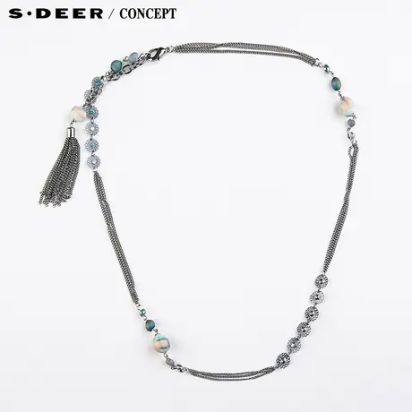 【新品】sdeer圣迪奥正品女装优雅金属感流苏装饰腰链S16184333图片