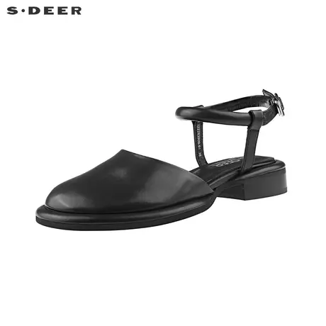 sdeer圣迪奥女装2022夏装新品休闲黑色尖头凉鞋皮鞋S22283909图片