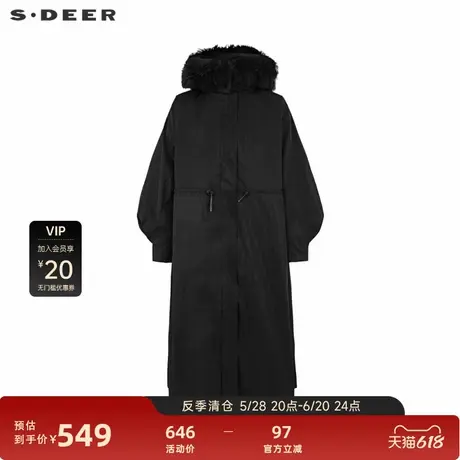 【反季清仓】sdeer圣迪奥毛领连帽印花收腰两件套羽绒服S224Z2426图片