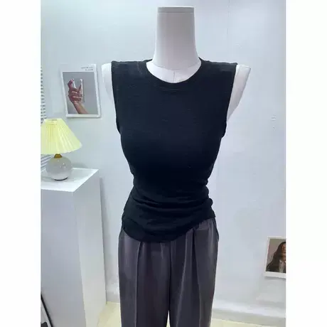 拯救衣荒 无袖t恤上衣圆领夏季新款韩版ins修身收副乳背心打底衫图片