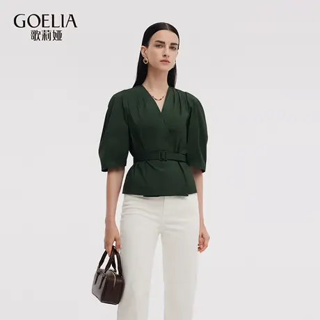 歌莉娅秋季新品复古造型感棉质上衣（配腰带）1E7C3C190商品大图