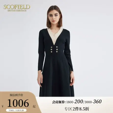 【赫本风】Scofield女装优雅假两件针织连衣裙小黑裙2023秋冬新款图片