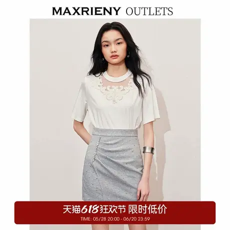 【奥莱】MAXRIENY宫廷复古风宽松T恤半袖小众设计上衣图片