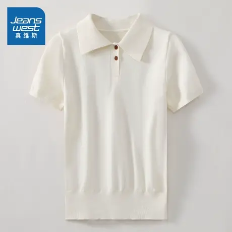 KF真维斯女装2025夏季新款 潮牌时尚小个子针织上衣POLO领短袖图片