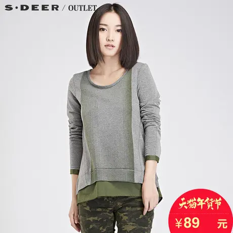 s.deer 圣迪奥女装秋冬简约民族风内搭长袖T恤底衫S14480227图片