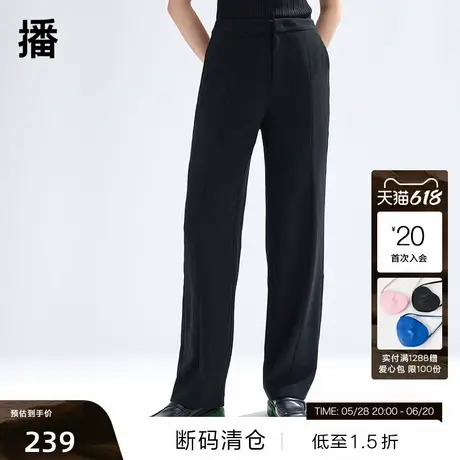 【播奥莱】播黑色西装裤春季新款高腰显瘦百搭直筒休闲裤商品大图