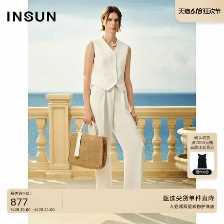 INSUN恩裳夏款米色短款西装背心马甲商品大图