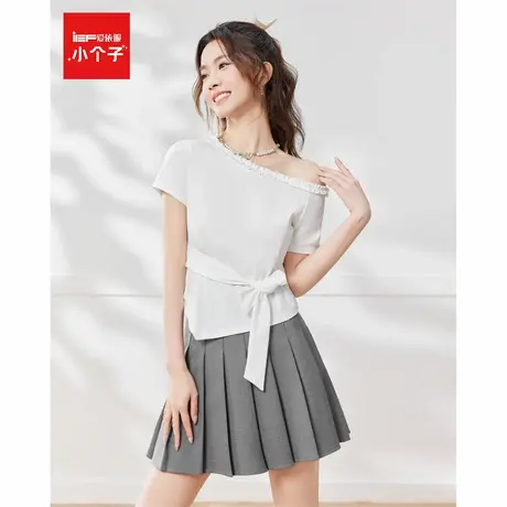 IEF/爱依服T恤2025夏季新款通勤设计感露肩绑带气质高级感短上衣图片