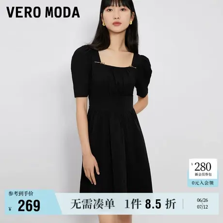 Vero Moda奥莱连衣裙夏季新款泡泡袖方领肌理感娃娃裙甜美收腰女商品大图