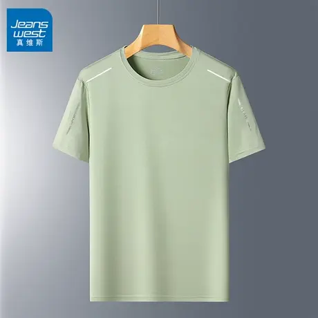 GQ真维斯冰丝短袖t恤男士夏季薄款宽松休闲运动凉感透气速干上衣商品大图