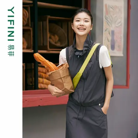 [专柜同款]Yifini/易菲轻运动宽松短款马夹女工装风马甲外套秋新商品大图
