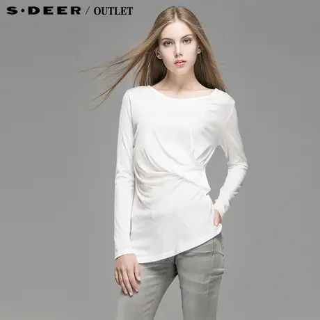 s.deer【上新】圣迪奥女春装肌理质感纯色修身上衣S14380290图片