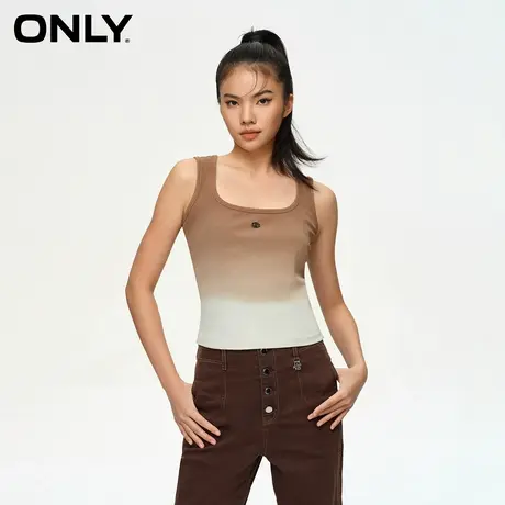 ONLY奥莱春季潮流撞色渐变修身方领短款吊带T恤女图片